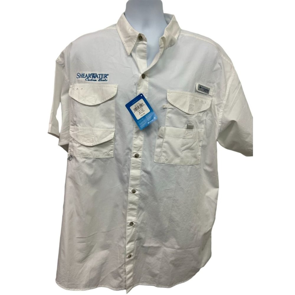 Columbia PFG Mens XL White Bonehead Shirt ShearWater Short Sleeve Fishing NWT